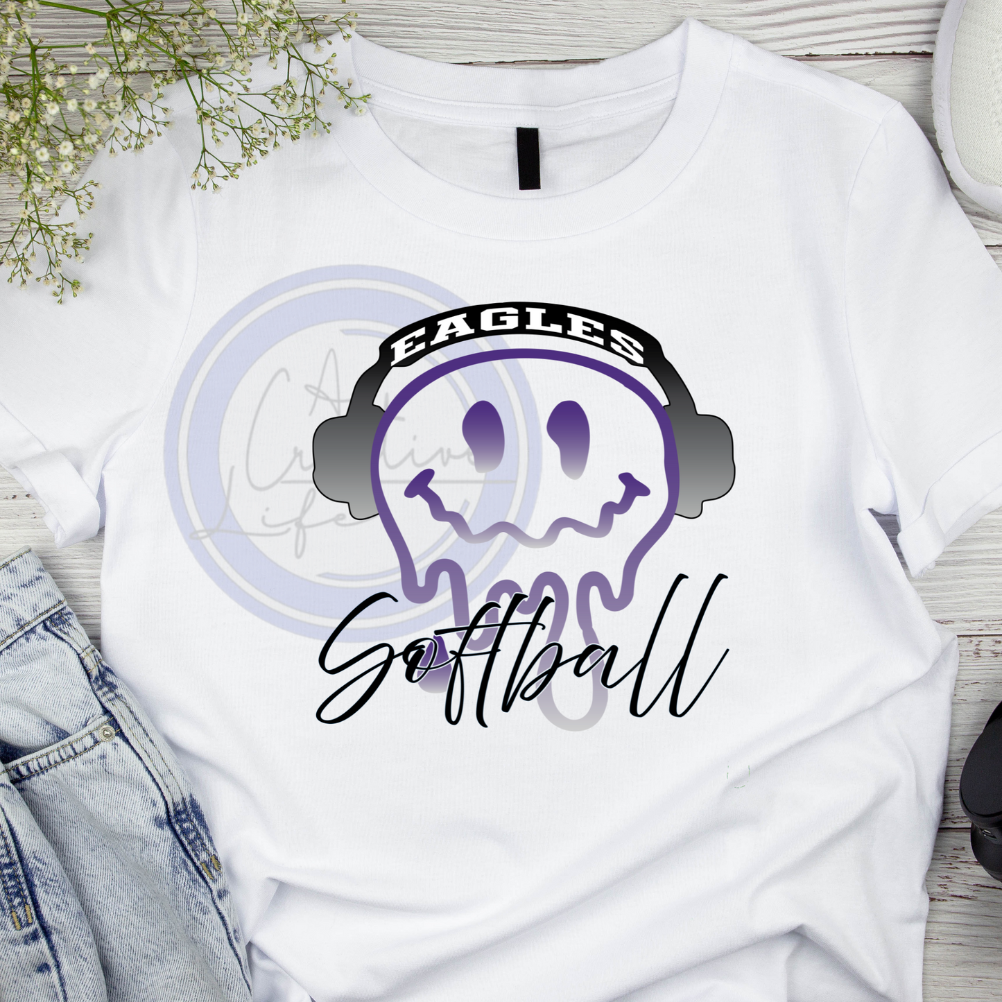 Smiley Face Headphones Eagles (customized)