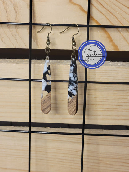 Walnut and Black/White Mosaic Resin Drop